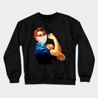 Rosie the Riveter with a Face Mask Crewneck Sweatshirt